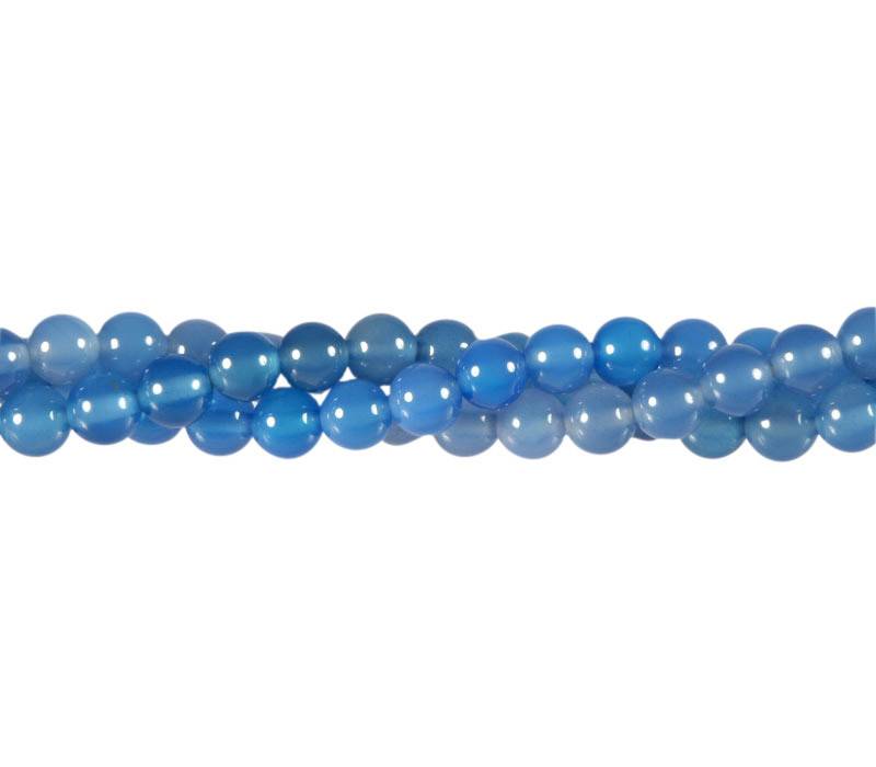 Agaat (blauw gekleurd) kralen rond 6 mm (streng van 40 cm)