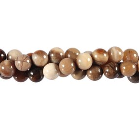 Geopaliseerd hout kralen rond 8 mm (streng van 40 cm) Geopaliseerd hout kralen rond 8 mm (streng van 40 cm)