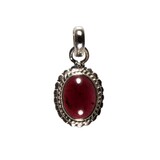 Zilveren hanger granaat ovaal bewerkte rand