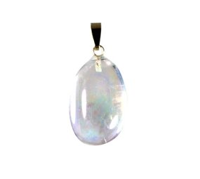 Angel aura kwarts hanger getrommeld met 14k gouden oogje Angel aura kwarts hanger getrommeld met 14k gouden oogje