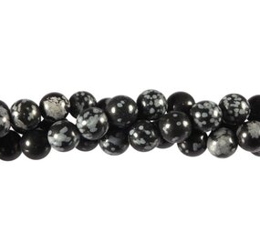 Obsidiaan (sneeuwvlok) kralen rond 8 mm (streng van 40 cm)