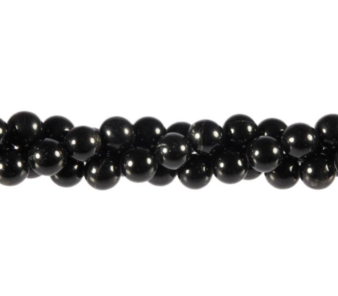 Obsidiaan (zwart) kralen rond 8 mm (streng van 40 cm)