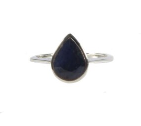 Zilveren ring saffier maat 17 3/4 | druppel facet 1 x 0,8 cm Zilveren ring saffier maat 17 3/4 | druppel facet 1 x 0,8 cm
