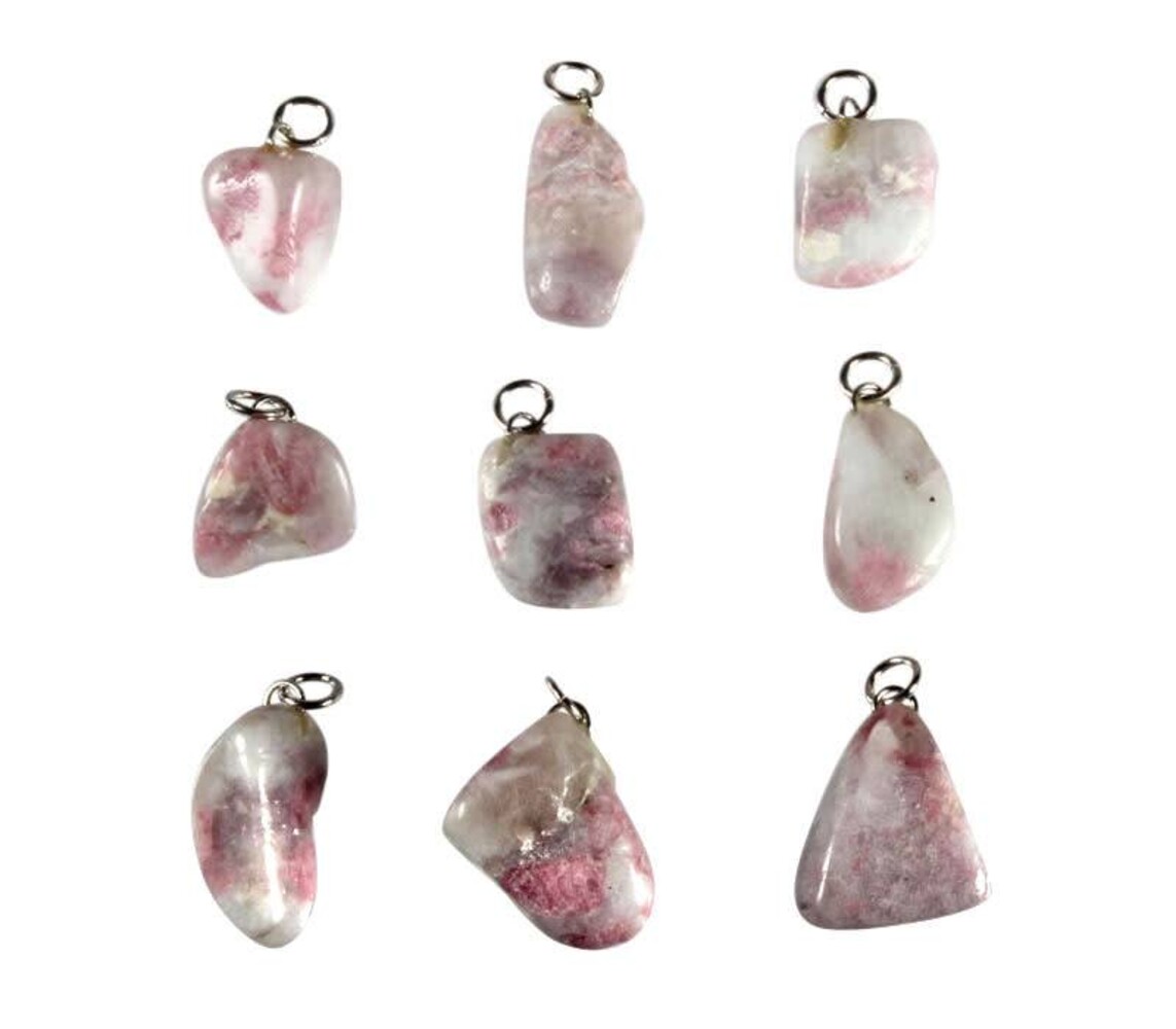 Toermalijn (roze) met lepidoliet (unicorn stone) hanger Toermalijn (roze) met lepidoliet (unicorn stone) hanger