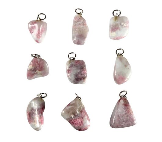 Toermalijn (roze) met lepidoliet (unicorn stone) hanger Toermalijn (roze) met lepidoliet (unicorn stone) hanger