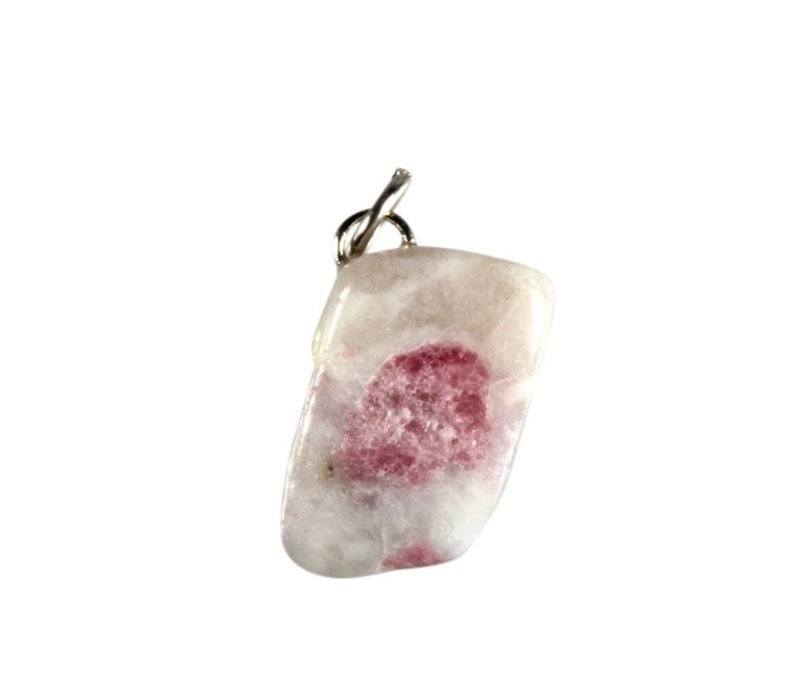 Toermalijn (roze) met lepidoliet (unicorn stone) hanger Toermalijn (roze) met lepidoliet (unicorn stone) hanger