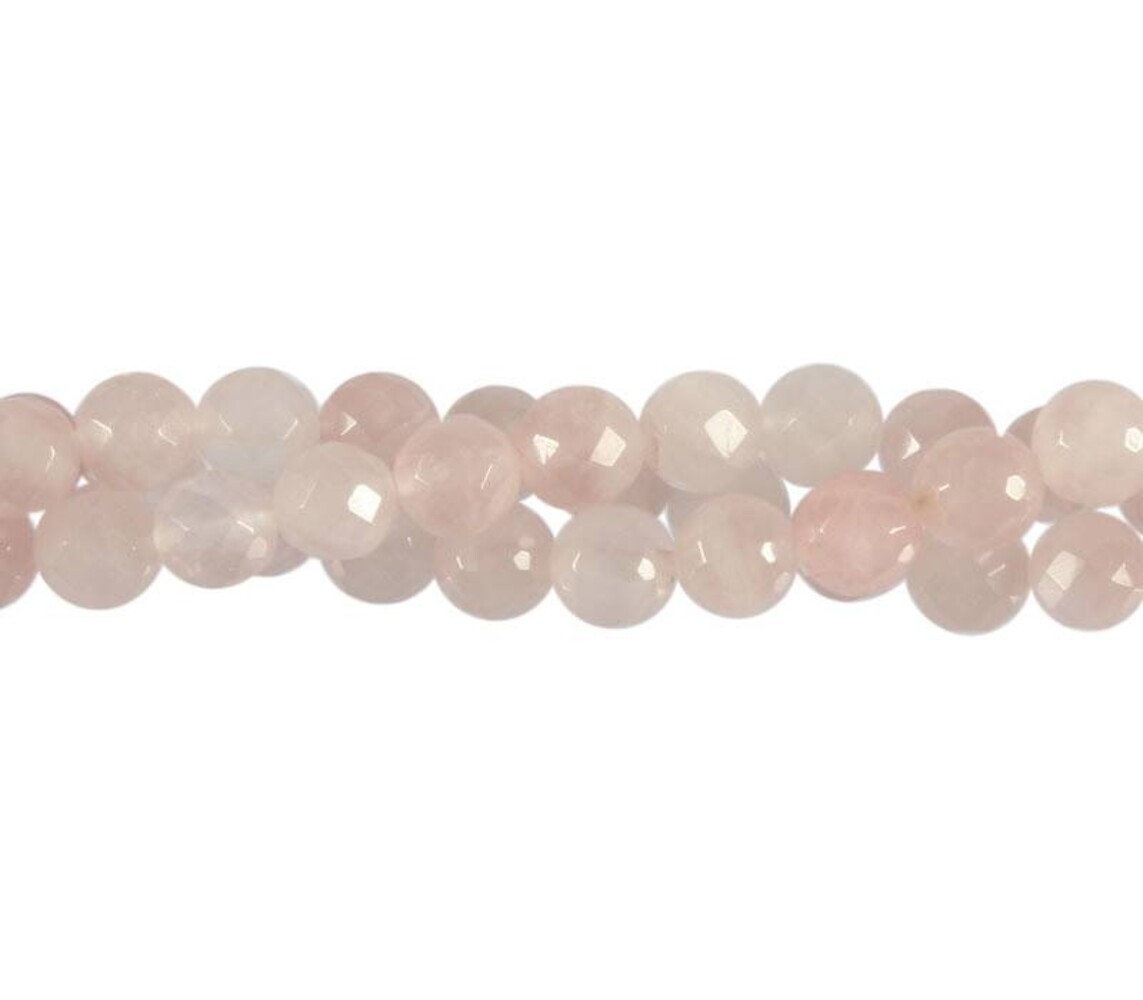 Rozenkwarts kralen rond facet 8 mm (streng van 40 cm) Rozenkwarts kralen rond facet 8 mm (streng van 40 cm)