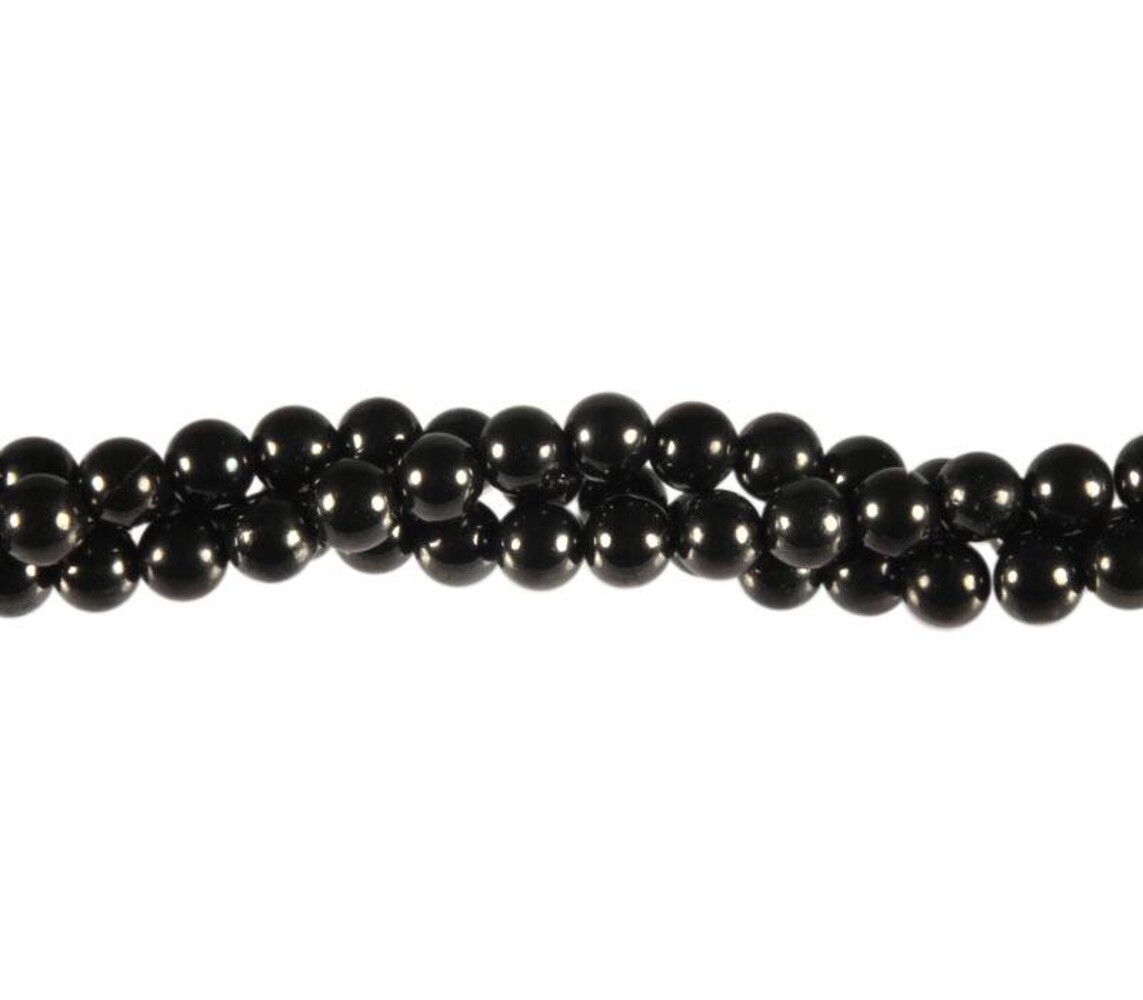 Shungiet kralen rond 6 mm (streng van 40 cm)