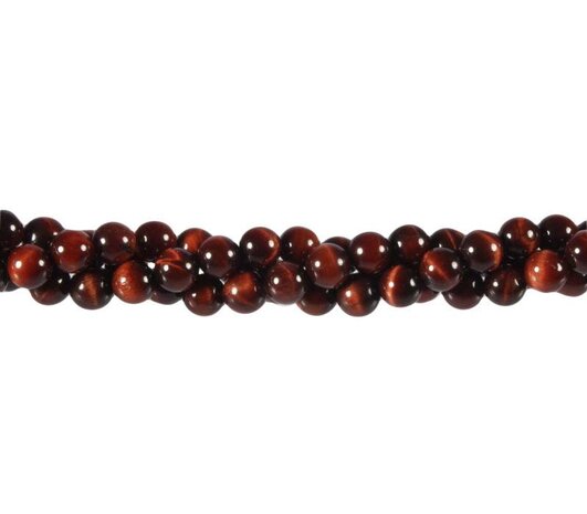 Tijgeroog (rood) kralen rond 6 mm (streng van 40 cm)