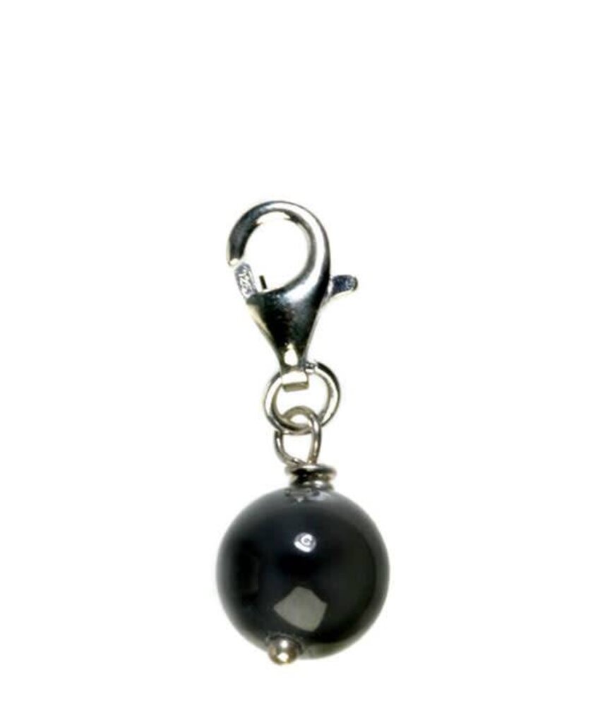 Zilveren bedeltje toermalijn (zwart) rond