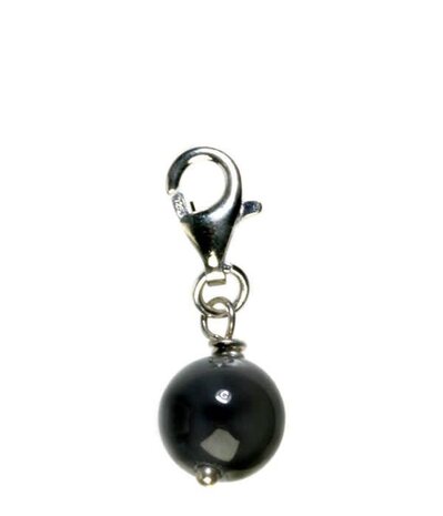 Zilveren bedeltje toermalijn (zwart) rond