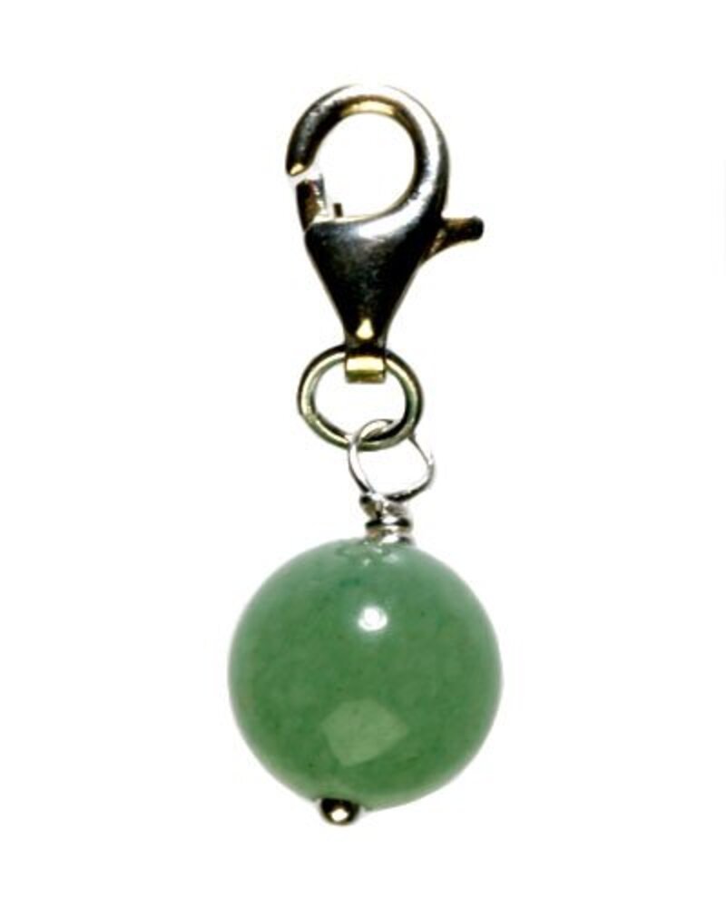 Zilveren bedeltje aventurijn (groen) rond