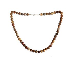 Versteend hout ketting 8 mm kralen