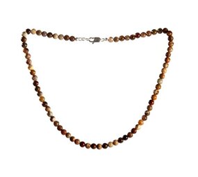 Versteend hout ketting 6 mm kralen Versteend hout ketting 6 mm kralen