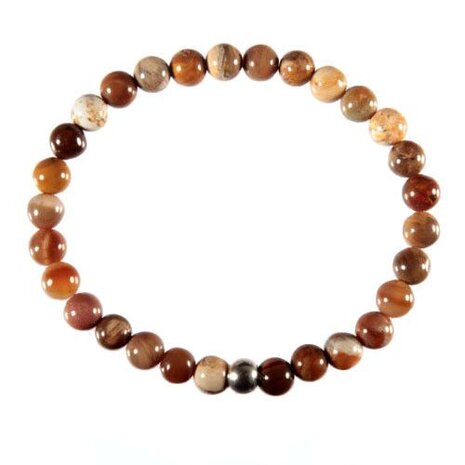 Versteend hout armband 15 cm | 6 mm kralen