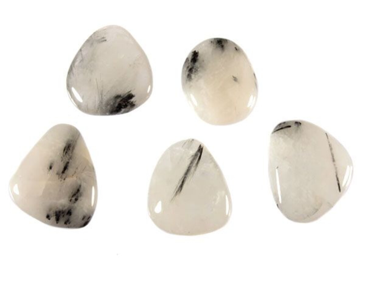 Toermalijnkwarts steen plat gepolijst Toermalijnkwarts steen plat gepolijst