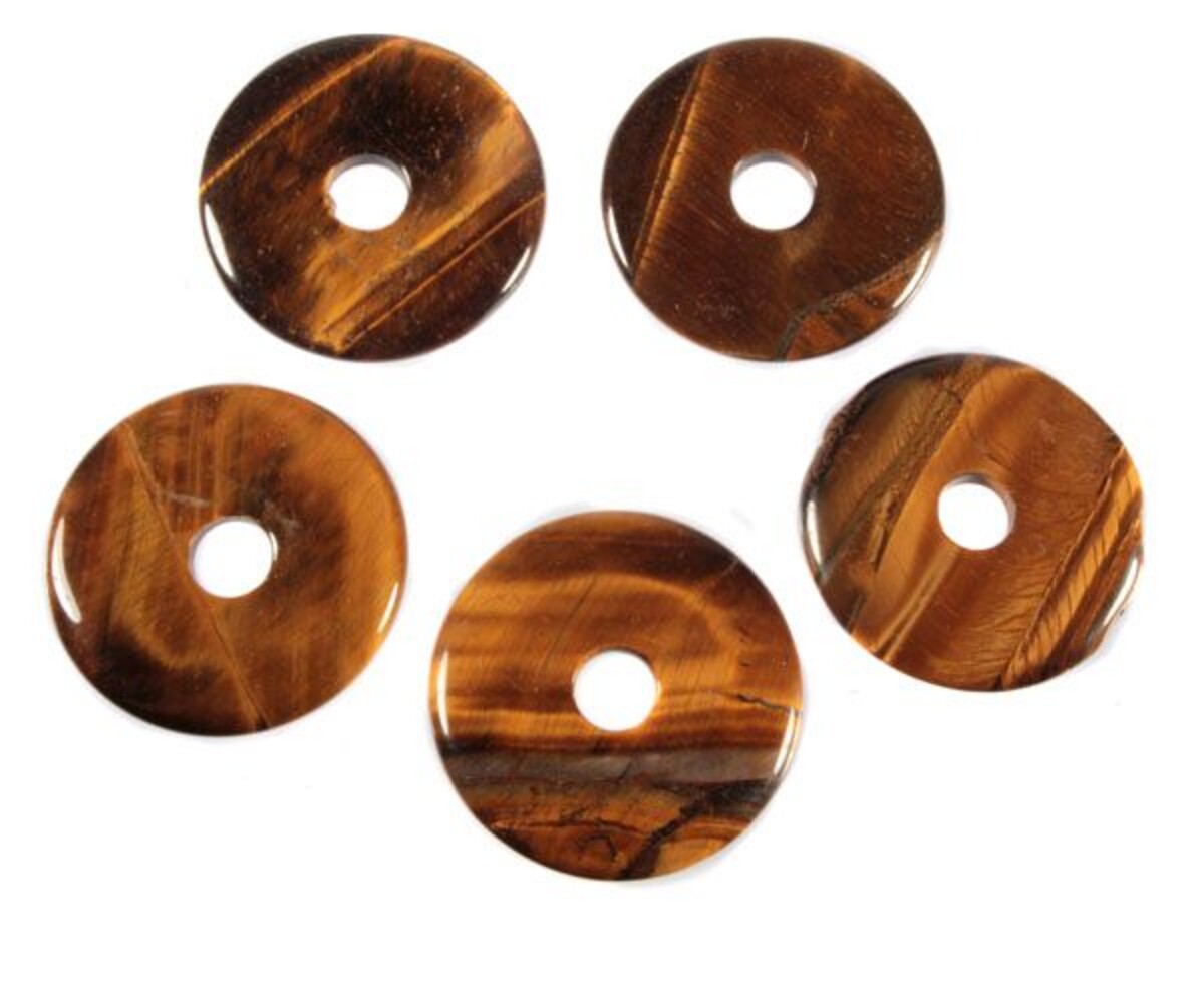 Tijgeroog hanger donut 4 cm