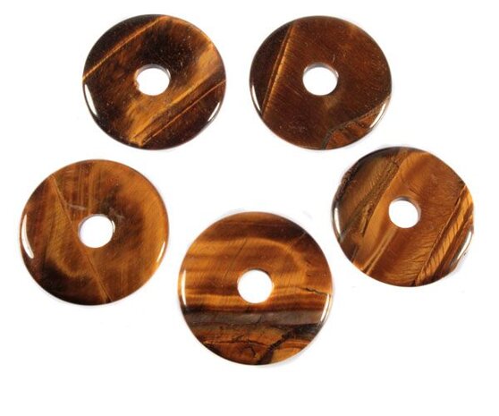 Tijgeroog hanger donut 4 cm