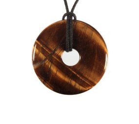 Tijgeroog hanger donut 4 cm