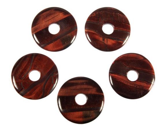 Tijgeroog (rood) hanger donut 3 cm Tijgeroog (rood) hanger donut 3 cm