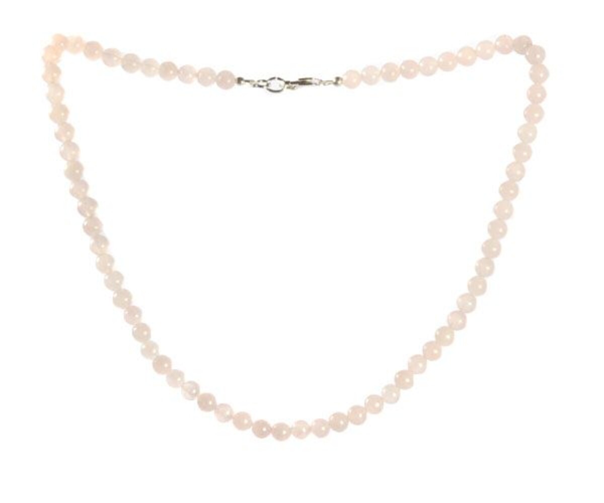 Rozenkwarts ketting 6 mm kralen