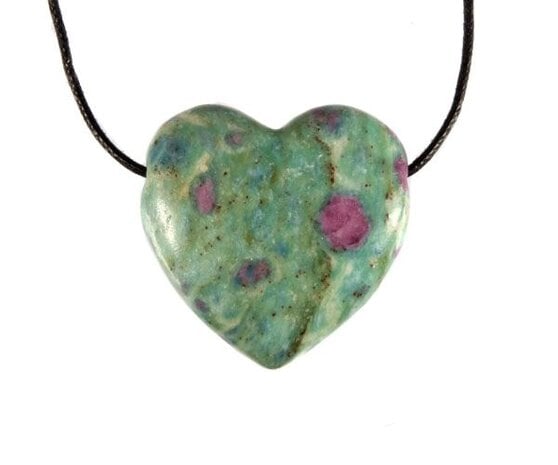 Robijn in fuchsiet hanger hart doorboord Robijn in fuchsiet hanger hart doorboord