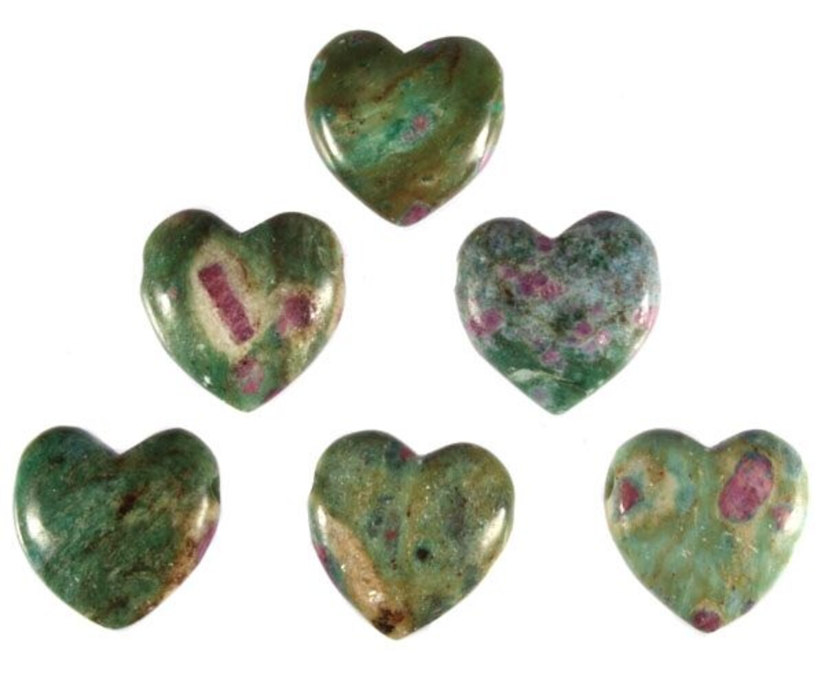 Robijn in fuchsiet hanger hart doorboord Robijn in fuchsiet hanger hart doorboord