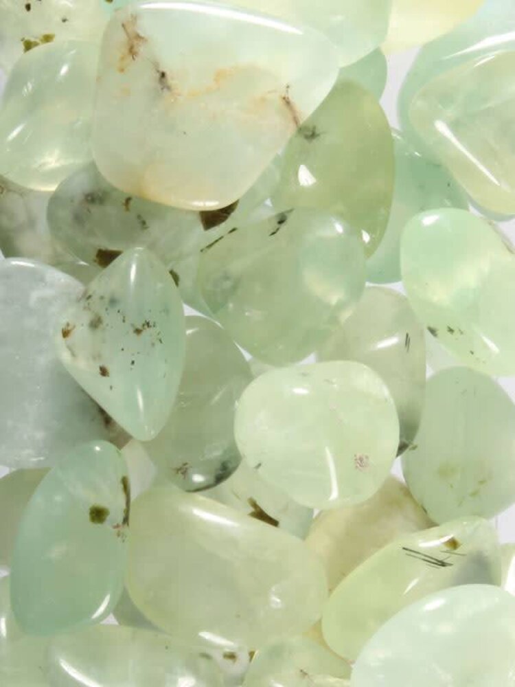 Prehniet met toermalijn steen getrommeld 2 - 5 gram Prehniet met toermalijn steen getrommeld 2 - 5 gram