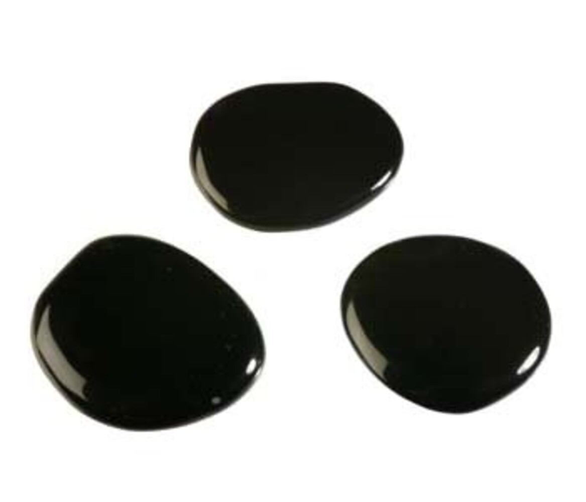 Obsidiaan (zwart) steen plat gepolijst Obsidiaan (zwart) steen plat gepolijst