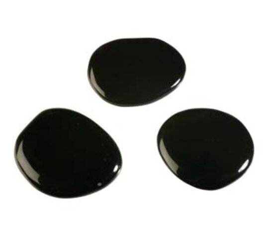 Obsidiaan (zwart) steen plat gepolijst Obsidiaan (zwart) steen plat gepolijst