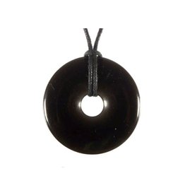 Obsidiaan (zwart) hanger donut 3 cm