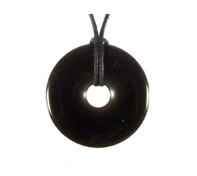 Obsidiaan (zwart) hanger donut 3 cm Obsidiaan (zwart) hanger donut 3 cm
