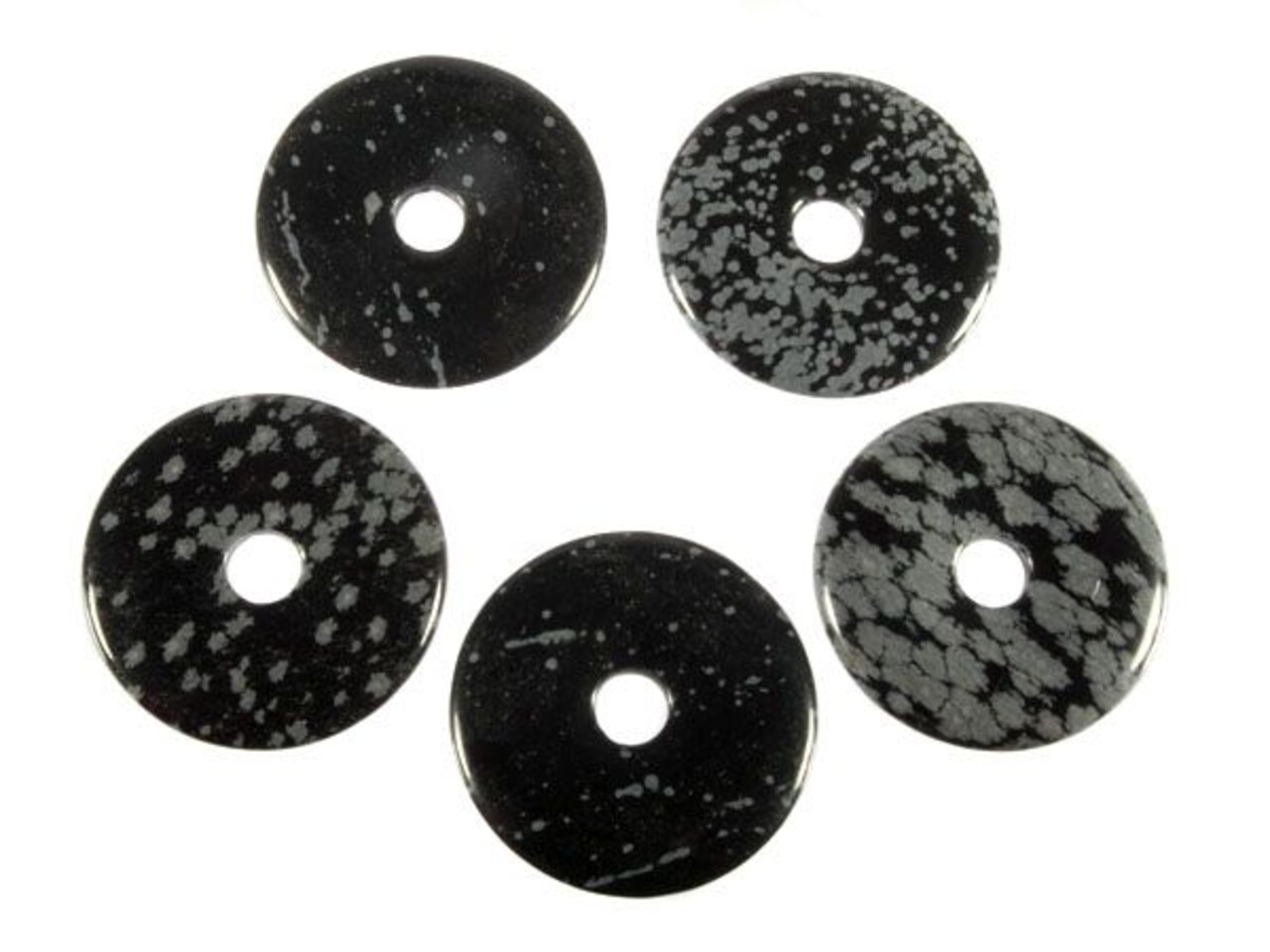 Obsidiaan (sneeuwvlok) hanger donut 4 cm