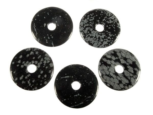 Obsidiaan (sneeuwvlok) hanger donut 4 cm