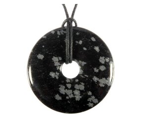 Obsidiaan (sneeuwvlok) hanger donut 4 cm