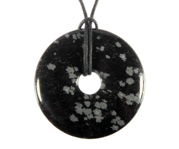 Obsidiaan (sneeuwvlok) hanger donut 4 cm