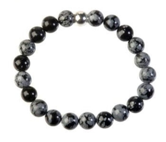 Obsidiaan (sneeuwvlok) armband 20 cm | 8 mm kralen