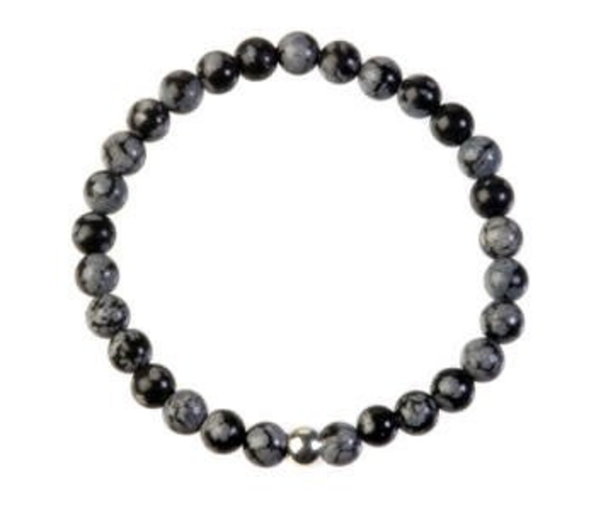 Obsidiaan (sneeuwvlok) armband 18 cm | 6 mm kralen Obsidiaan (sneeuwvlok) armband 18 cm | 6 mm kralen