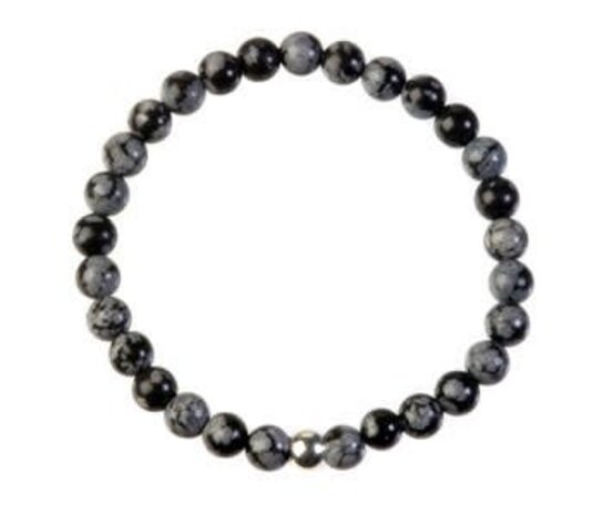 Obsidiaan (sneeuwvlok) armband 18 cm | 6 mm kralen Obsidiaan (sneeuwvlok) armband 18 cm | 6 mm kralen