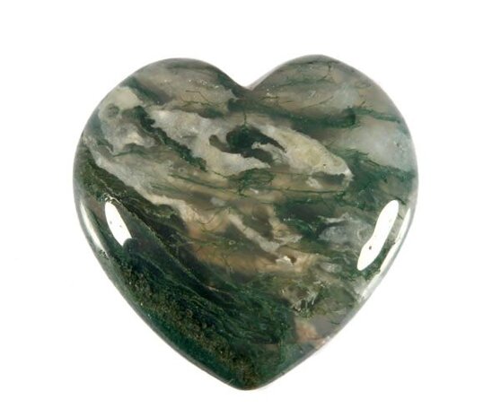 Mosagaat edelsteen hart 3 cm Mosagaat edelsteen hart 3 cm