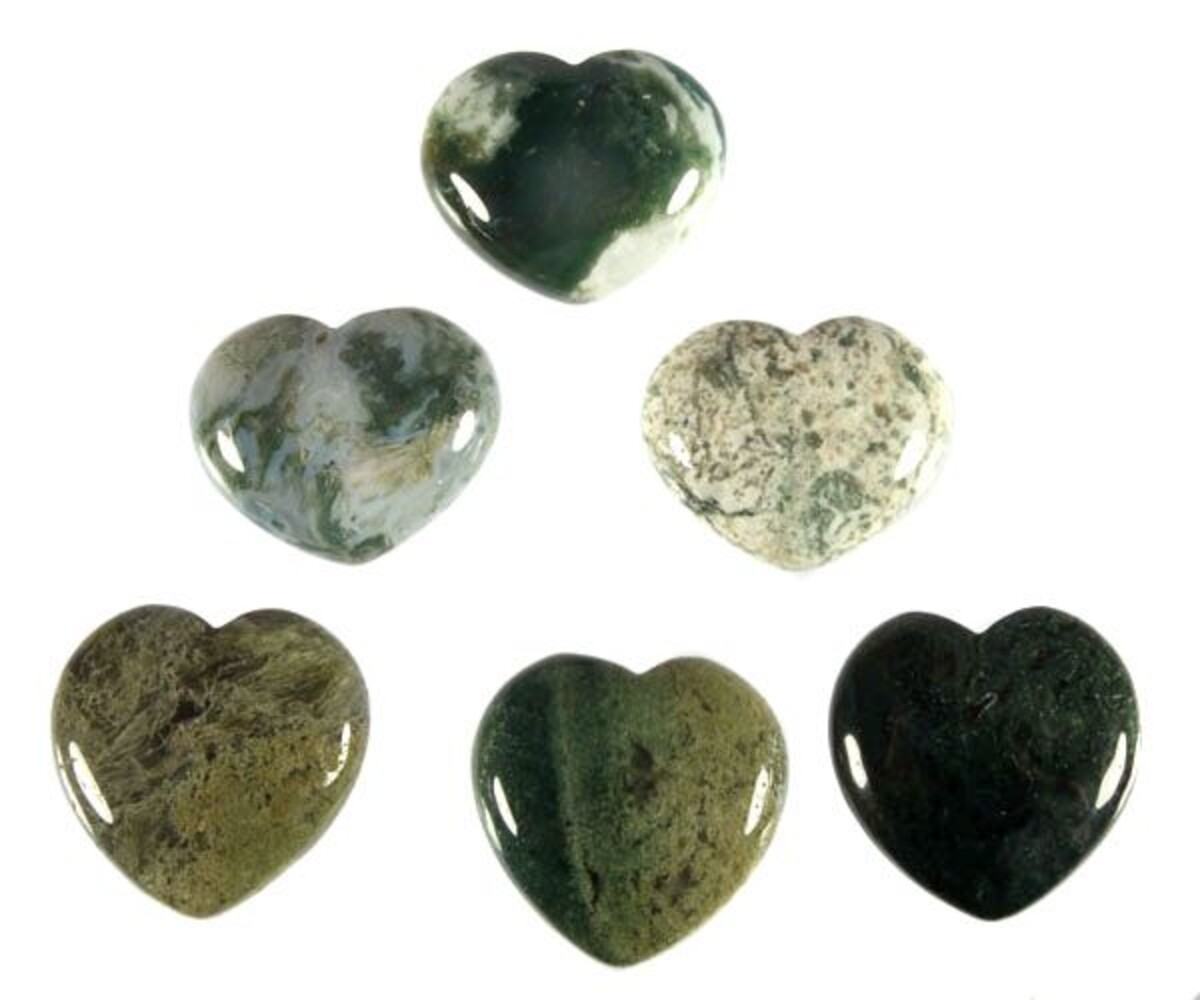 Mosagaat edelsteen hart 3 cm Mosagaat edelsteen hart 3 cm