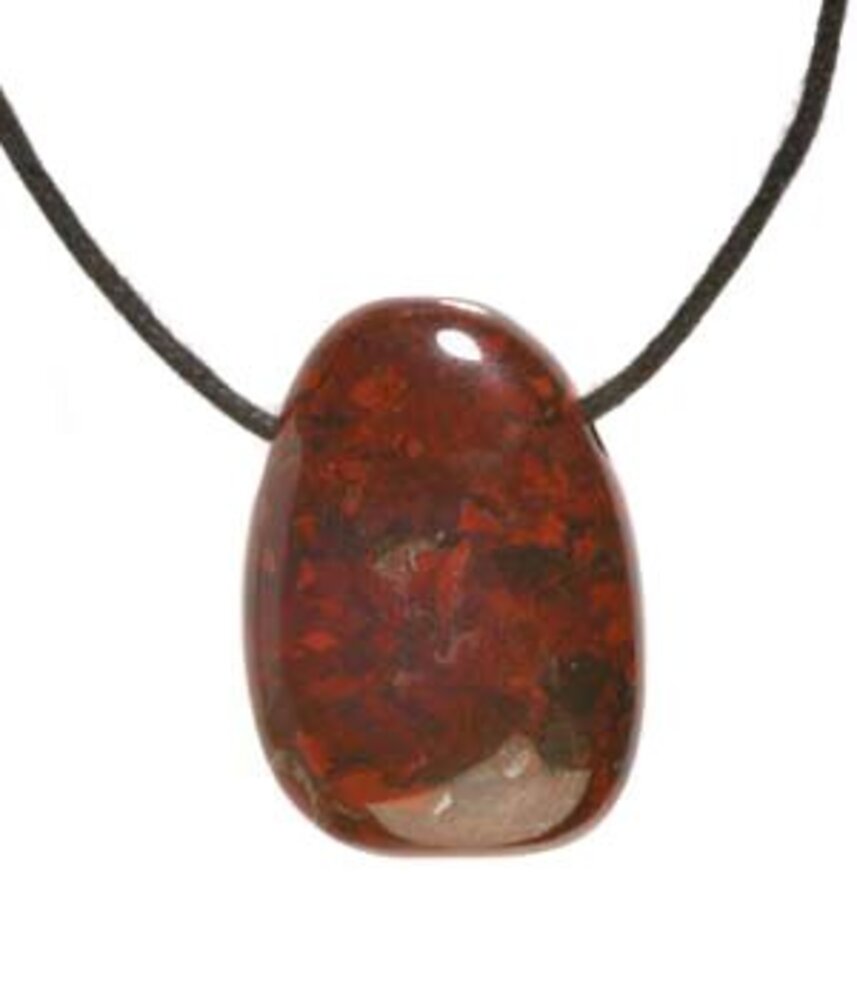 Jaspis (breccie) hanger doorboord Jaspis (breccie) hanger doorboord