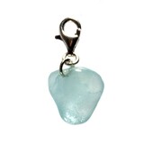 Aquamarijn (blauw) bedeltje met sterling zilveren slotje