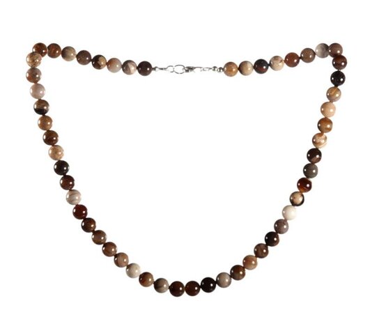 Geopaliseerd hout ketting 8 mm kralen Geopaliseerd hout ketting 8 mm kralen