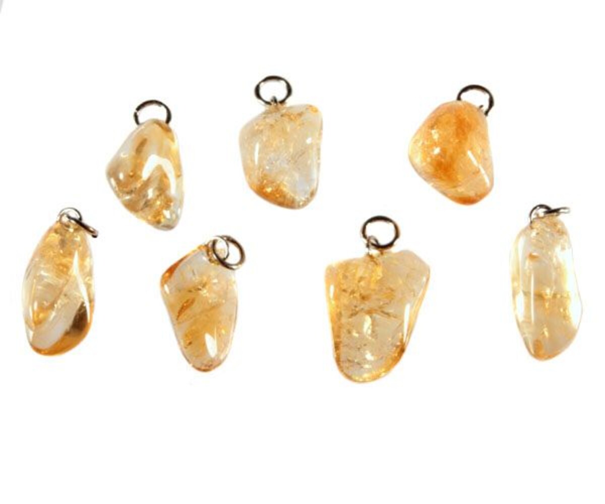 Citrienkwarts (verhit) hanger getrommeld Citrienkwarts (verhit) hanger getrommeld