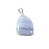 Chalcedoon (blauw) hanger met zilveren oogje Chalcedoon (blauw) hanger met zilveren oogje