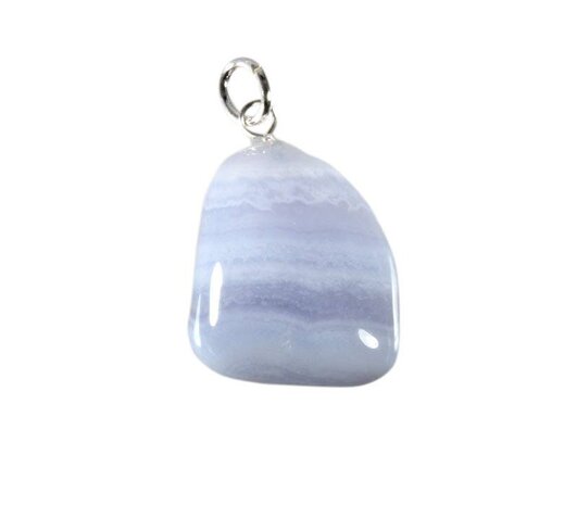 Chalcedoon (blauw) hanger met zilveren oogje