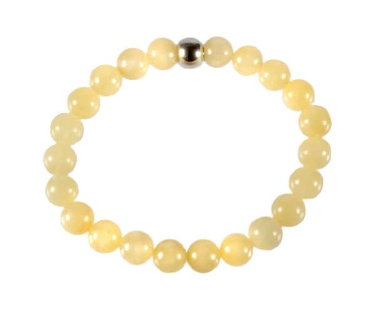 Calciet (geel/wit) armband 18 cm | 8 mm kralen