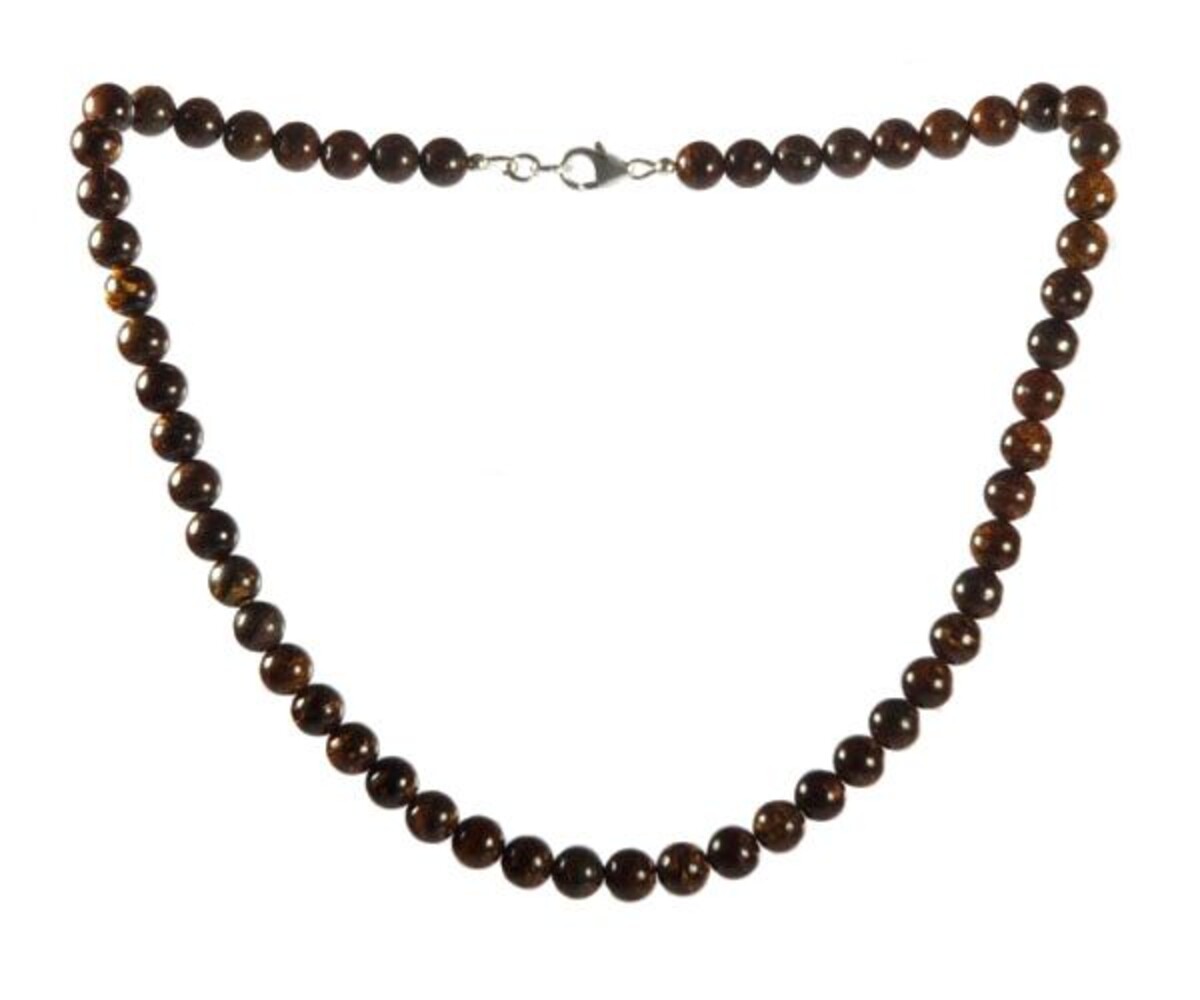 Bronziet ketting 8 mm kralen