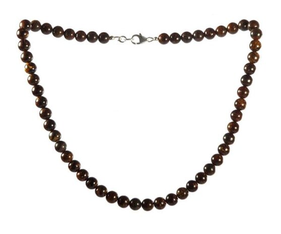 Bronziet ketting 8 mm kralen